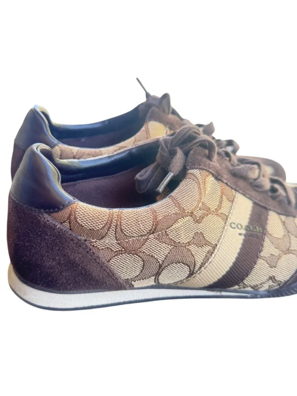 Coach Kelson Womens 8 B Brown Signature Canvas Casual Sneakers Shoes Lace Up